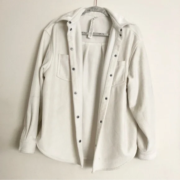 Alo Yoga Ribbed Velour Mountain Side Shacket Ivory S - Picture 7 of 13